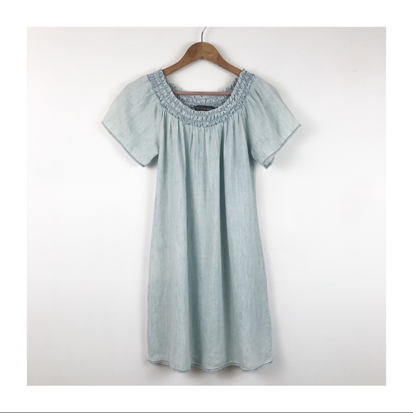 NWOT Anthropologie Michael Stars‎ Off the Shoulder Chambray Dress Size XS - Picture 2 of 10